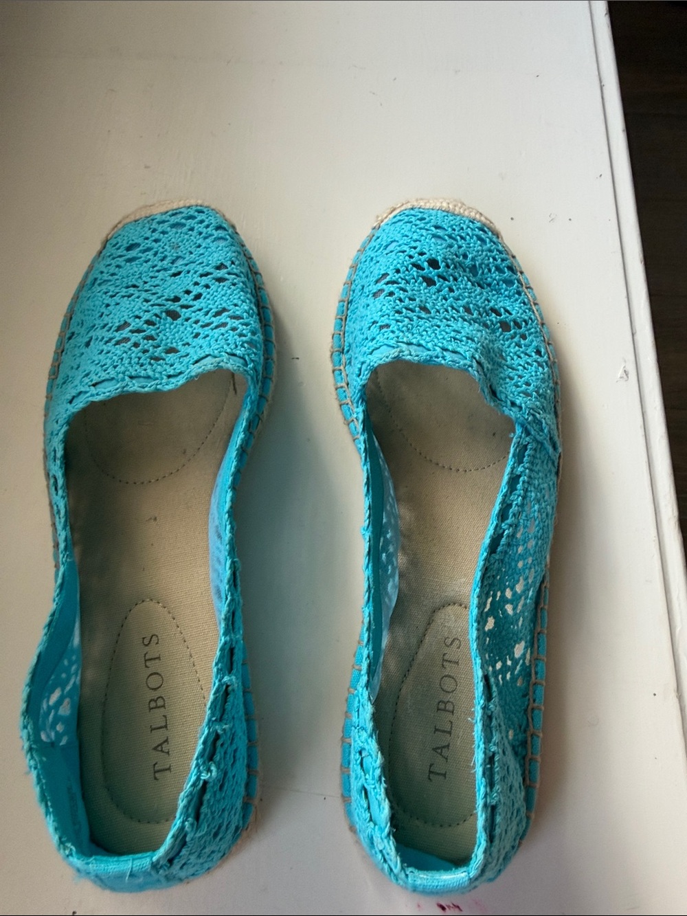 Talbots Turquoise Crochet Espadrille Flats